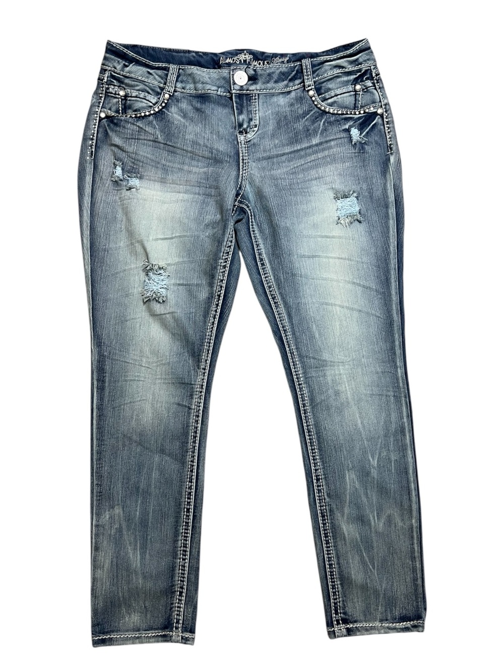 18 - Almost Famous Y2K Vintage Blue Wash Distressed Jeans - Women’s